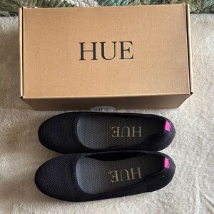 HUE Women's Black Mesh washable flat hidden wedge recycled material size 8 EUC